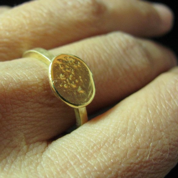 Surface of the moon ring. Gold ring. 14k solid Yellow gold ring. Handmade ring. - Picture 5 of 6